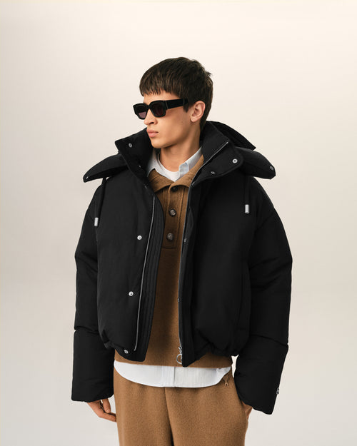 Hooded nylon and cotton down jacket with Ami de Coeur - Homme - 3 - AMI Paris - Ami Paris