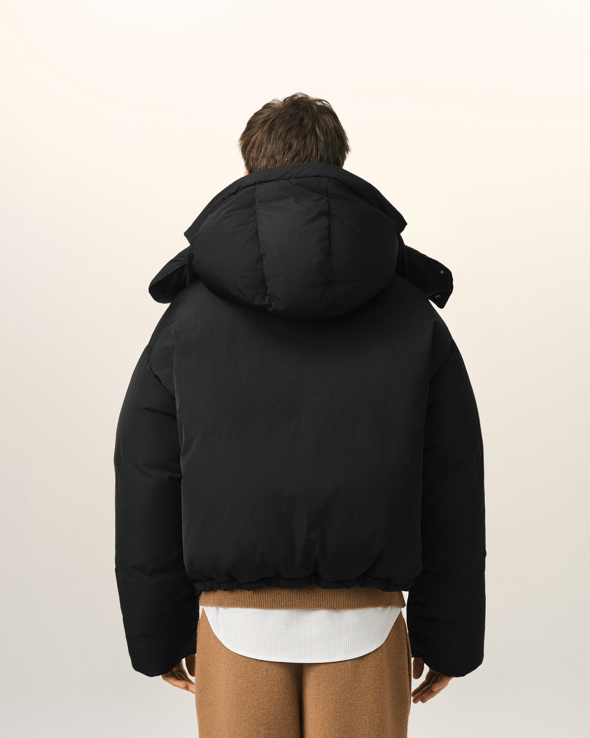 Hooded nylon and cotton down jacket with Ami de Coeur - 5