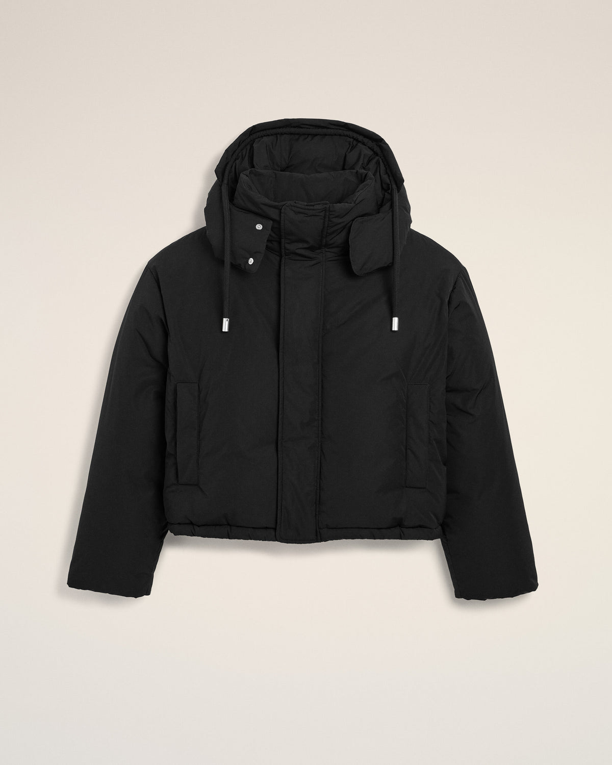 Hooded nylon and cotton down jacket with Ami de Coeur - 1