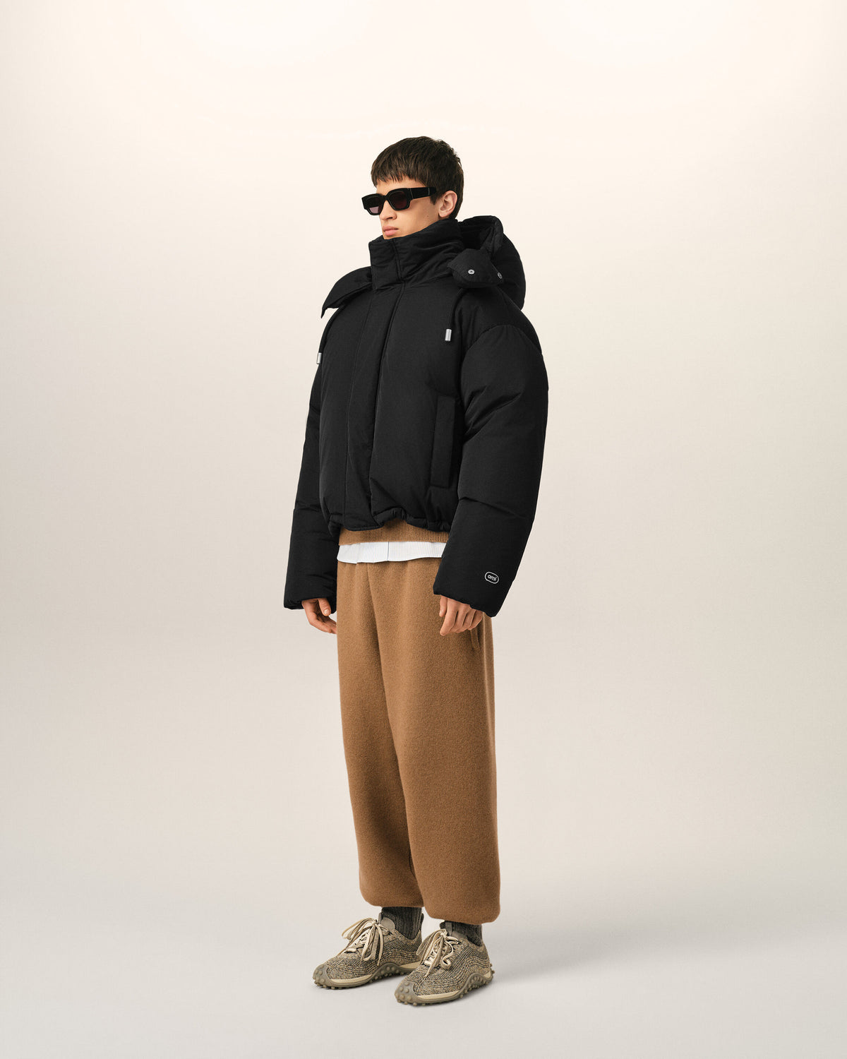 Hooded nylon and cotton down jacket with Ami de Coeur - 6
