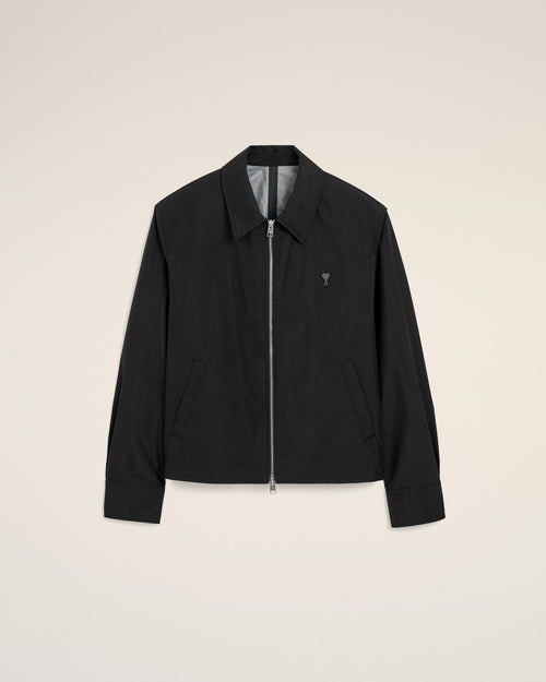 Black nylon jacket with Ami de Coeur - Man - 1 - AMI Paris - Ami Paris