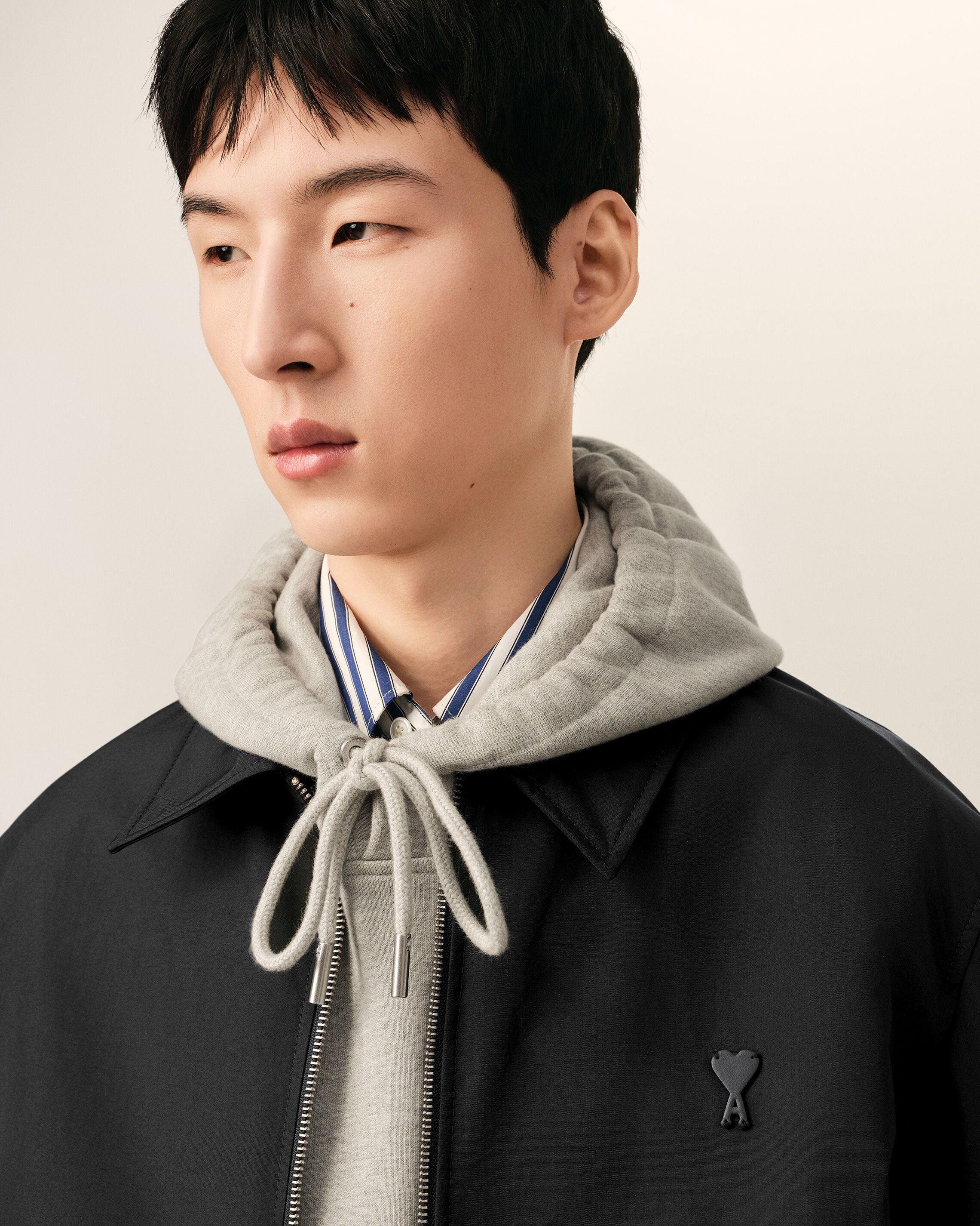 Black nylon jacket with Ami de Coeur - 4