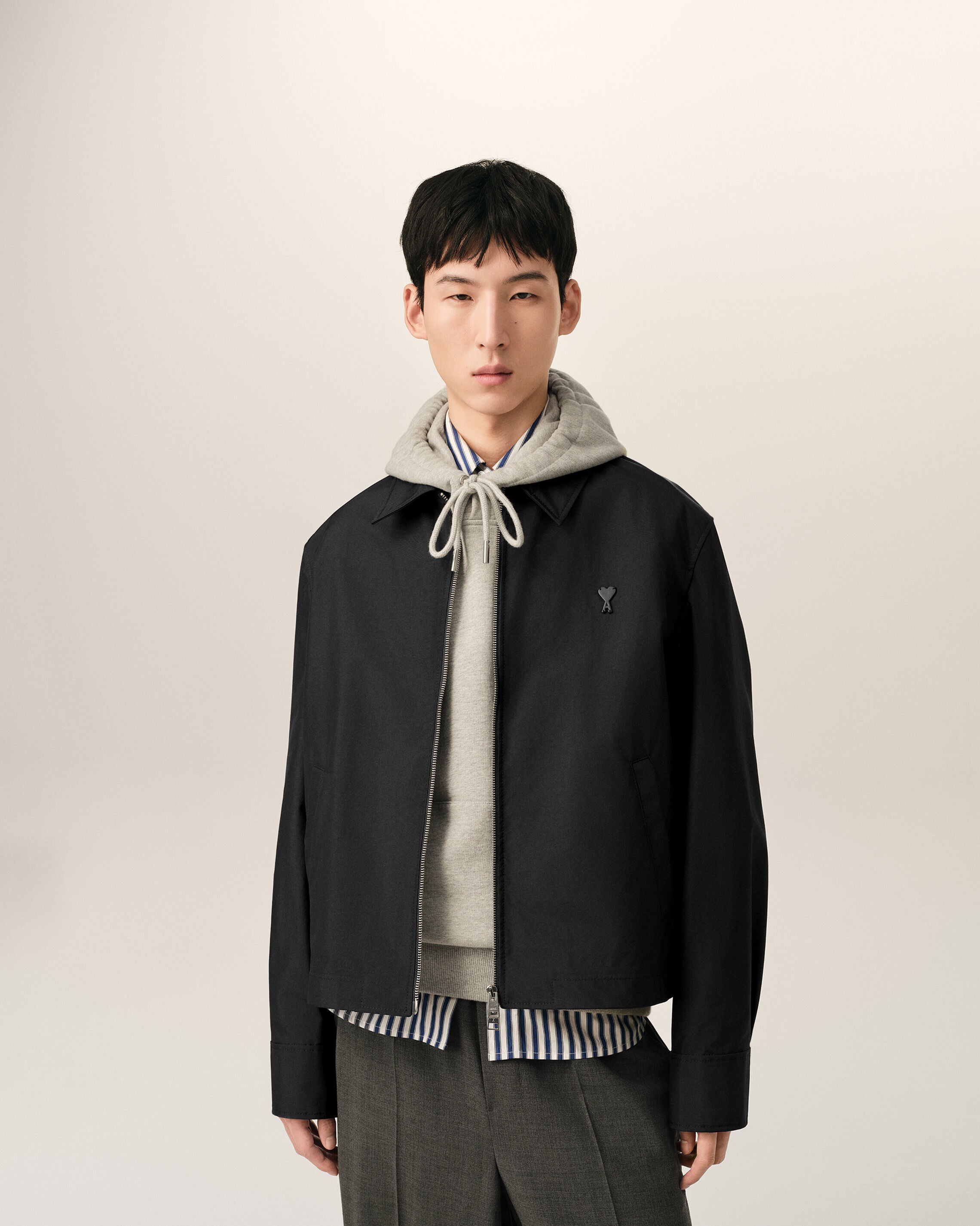 Black nylon jacket with Ami de Coeur - 3