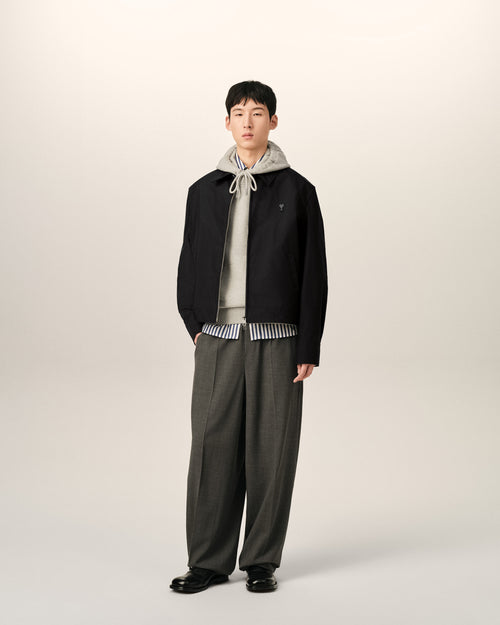 Black nylon jacket with Ami de Coeur - Man - 2 - AMI Paris - Ami Paris