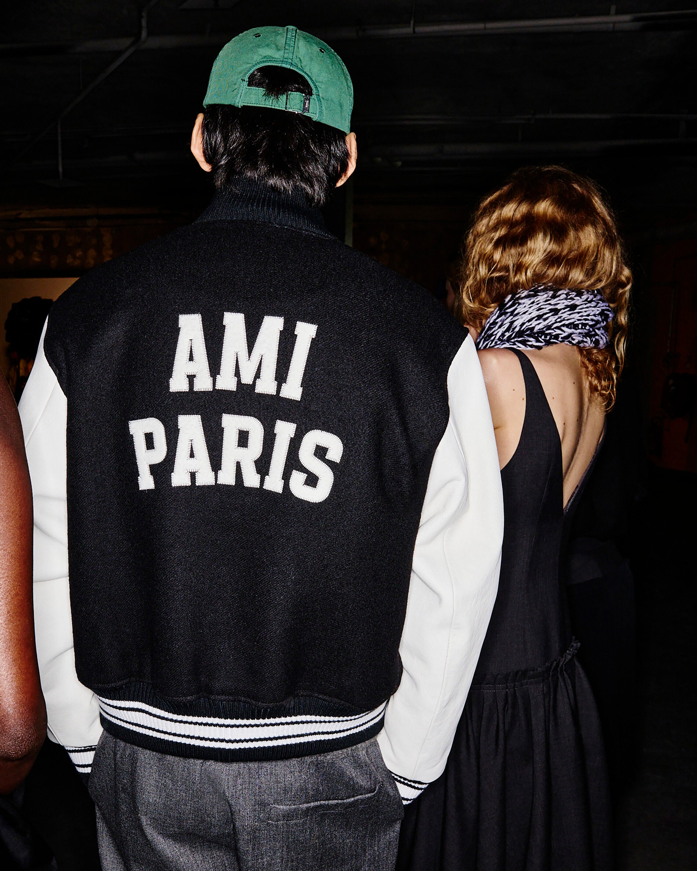 Black wool and leather padded teddy jacket with Ami Paris embroidery - 7