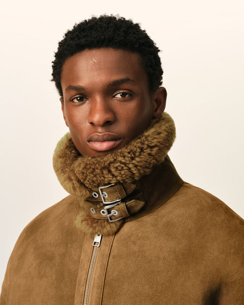 Brown sheep shearling aviator jacket - Man - 4 - AMI Paris - Ami Paris