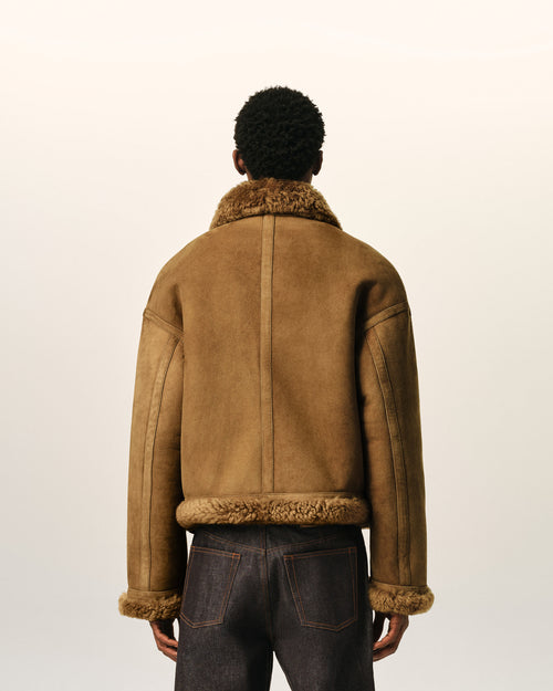 Brown sheep shearling aviator jacket - Man - 5 - AMI Paris - Ami Paris