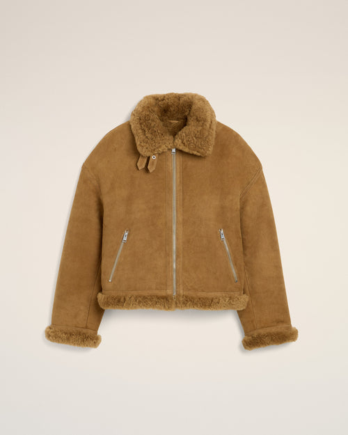 Brown sheep shearling aviator jacket - Man - 1 - AMI Paris - Ami Paris