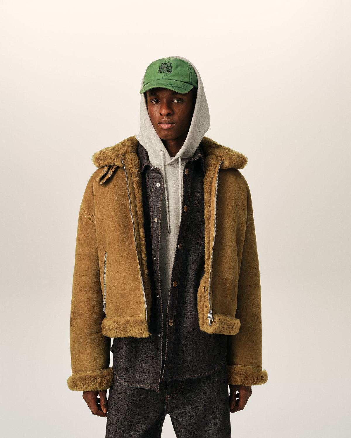 Brown sheep shearling aviator jacket - 3