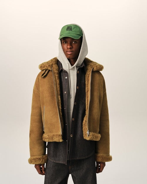 Brown sheep shearling aviator jacket - Man - 3 - AMI Paris - Ami Paris