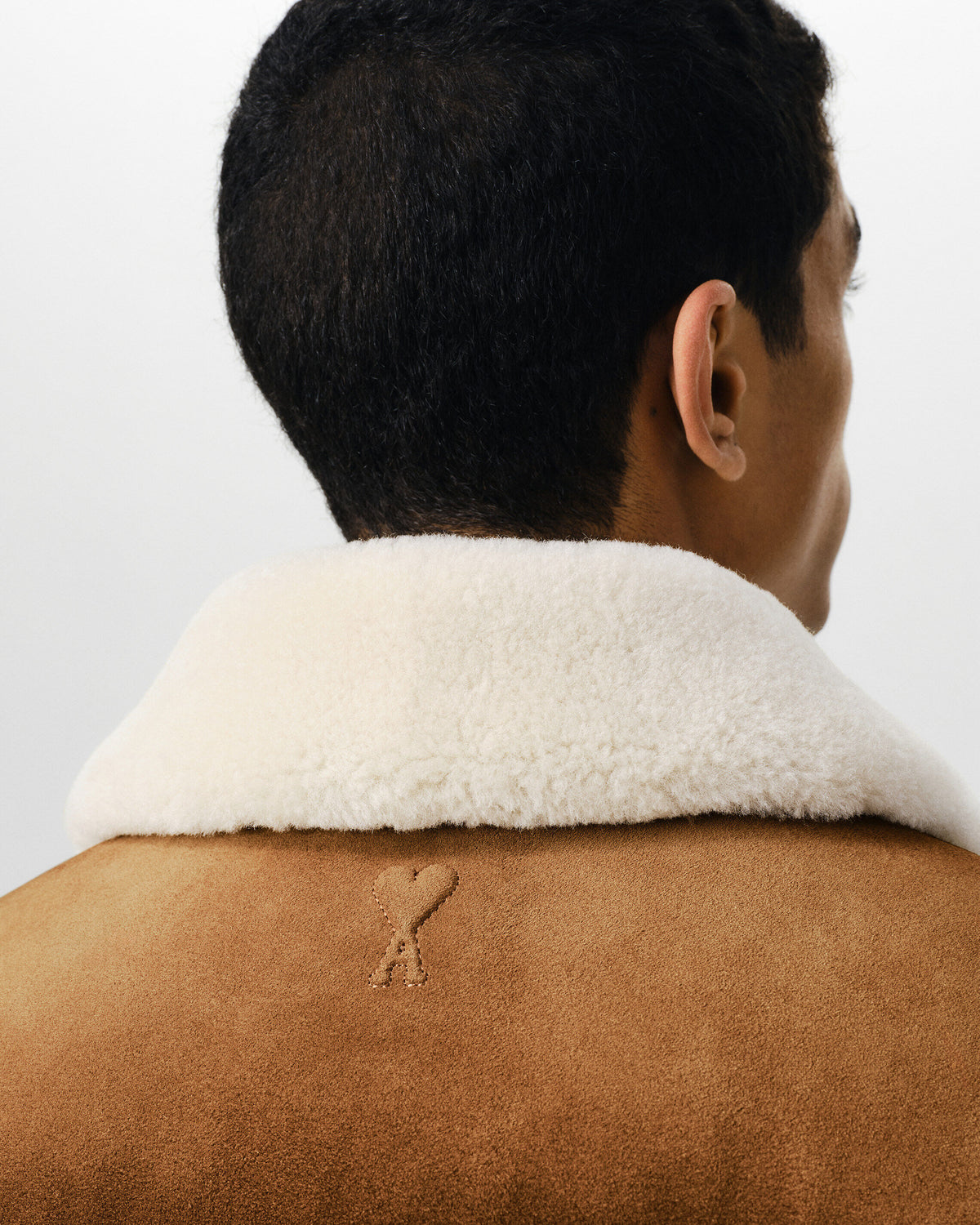Veste zipée marron en cuir de chèvre - 4