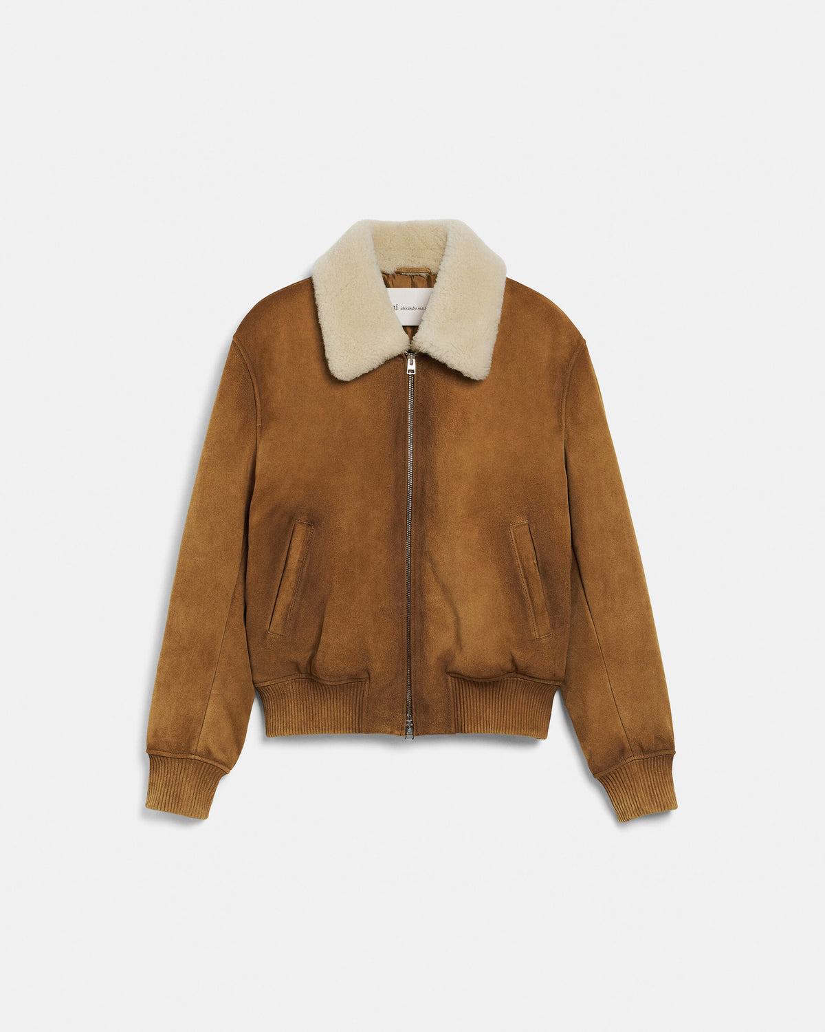 Veste zipée marron en cuir de chèvre - 1
