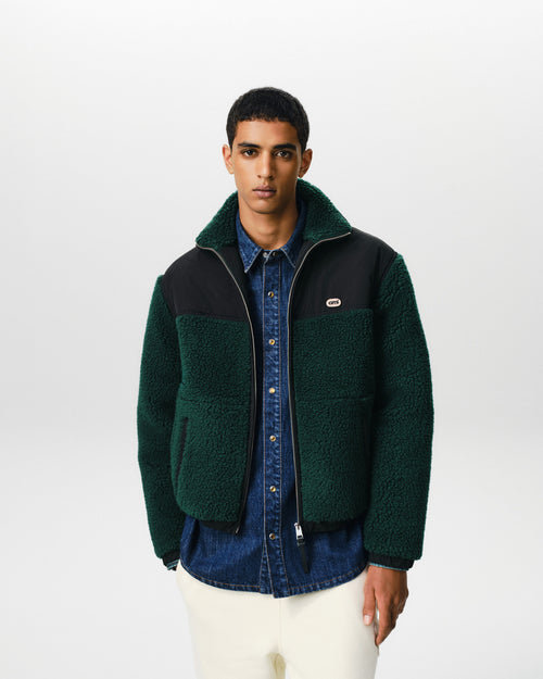 Grüne Woll- und Nylonjacke mit Reißverschluss und Ami Patch - Herren - 3 - AMI Paris - Ami Paris
