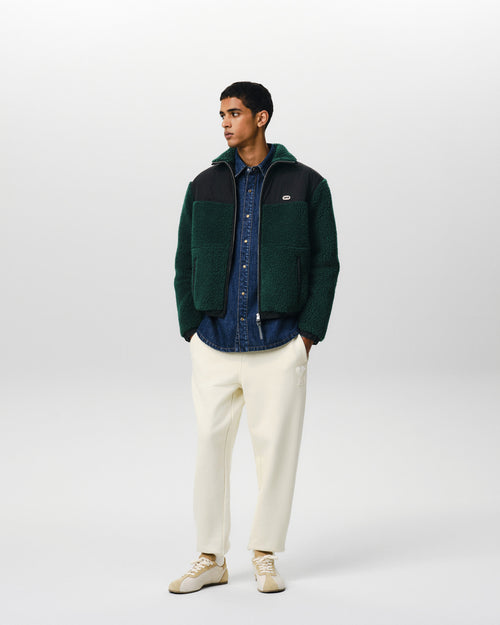 Grüne Woll- und Nylonjacke mit Reißverschluss und Ami Patch - Herren - 2 - AMI Paris - Ami Paris