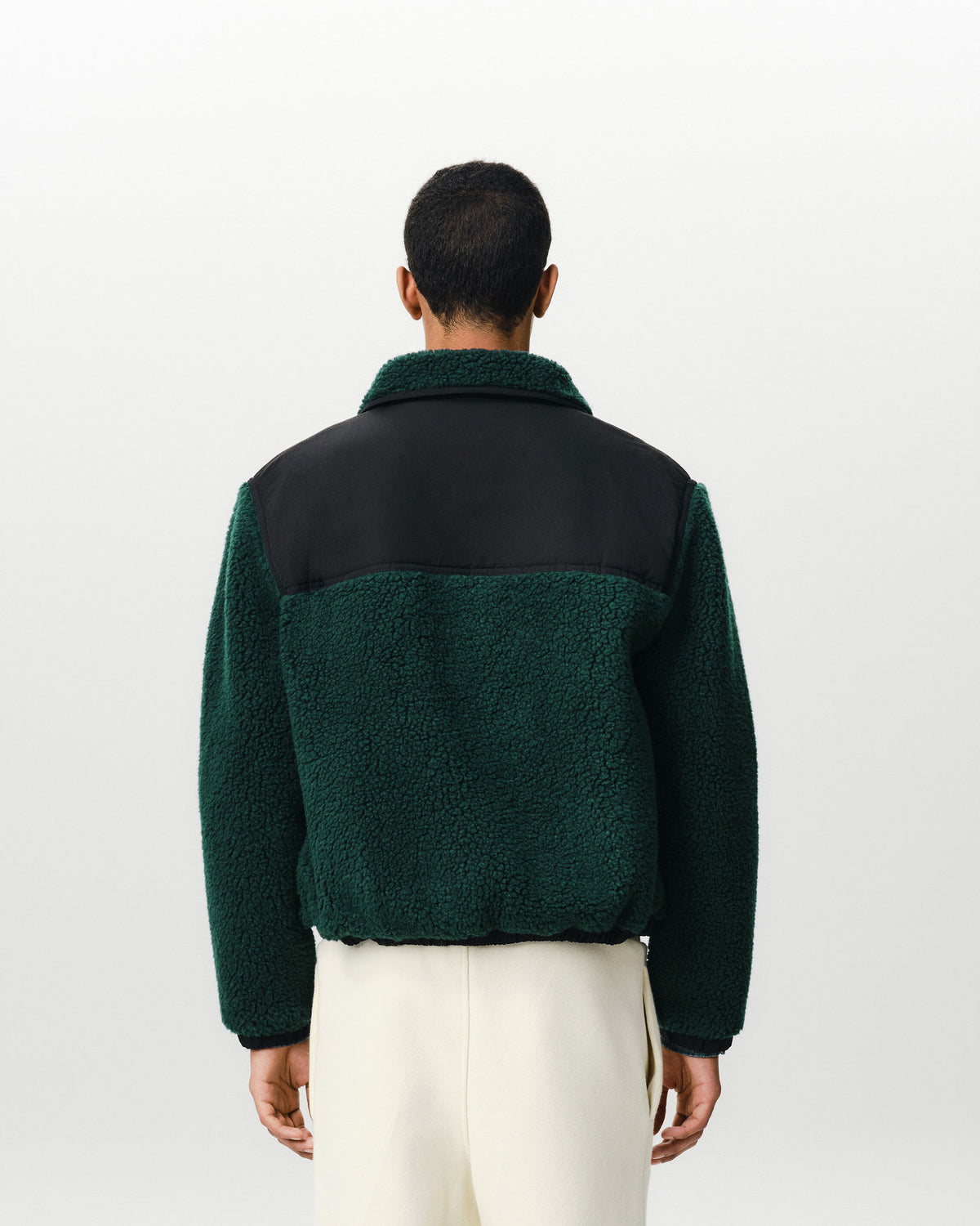 Grüne Woll- und Nylonjacke mit Reißverschluss und Ami Patch - 5