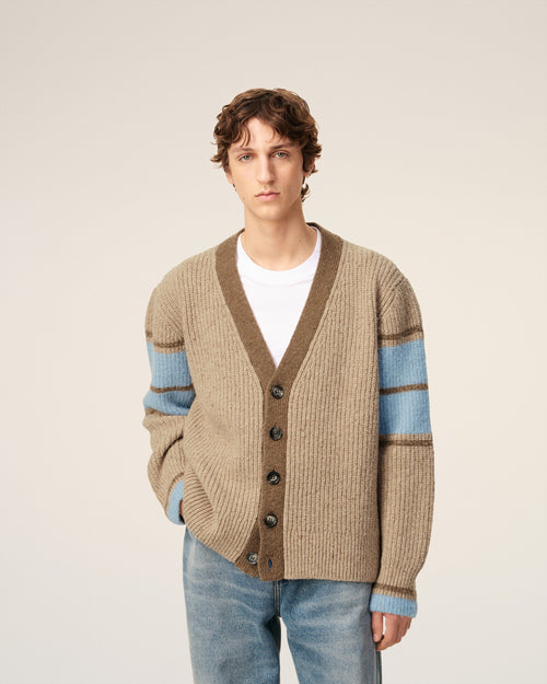 Brown Wool College Cardigan - 3 - Ami Paris