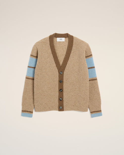 Brown Wool College Cardigan - 1 - Ami Paris