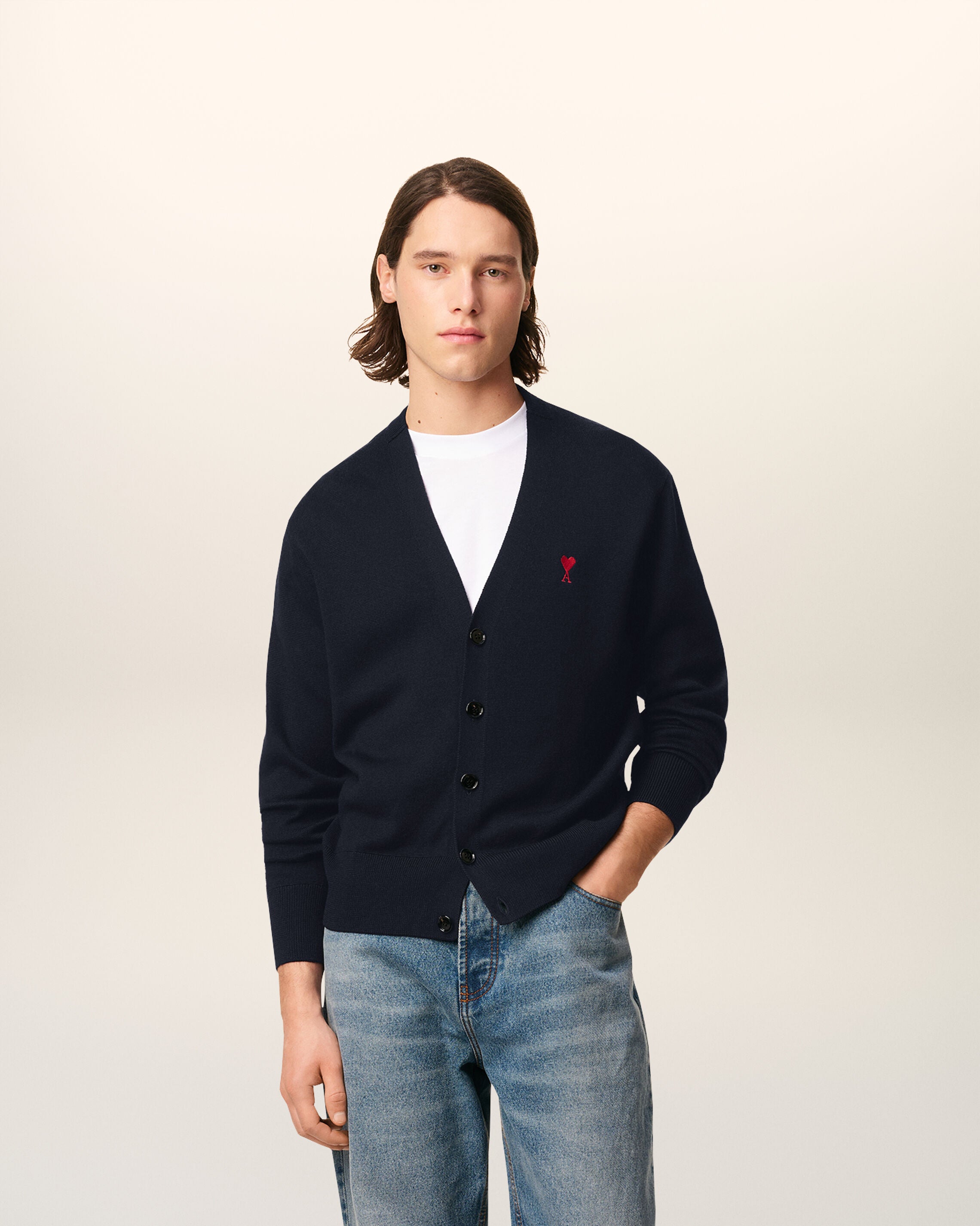 正規 美品 AMI PARIS ダークネイビー カーディガン XS 正規 美品 AMI PARIS ダークネイビー カーディガン XS ネイビー（紺