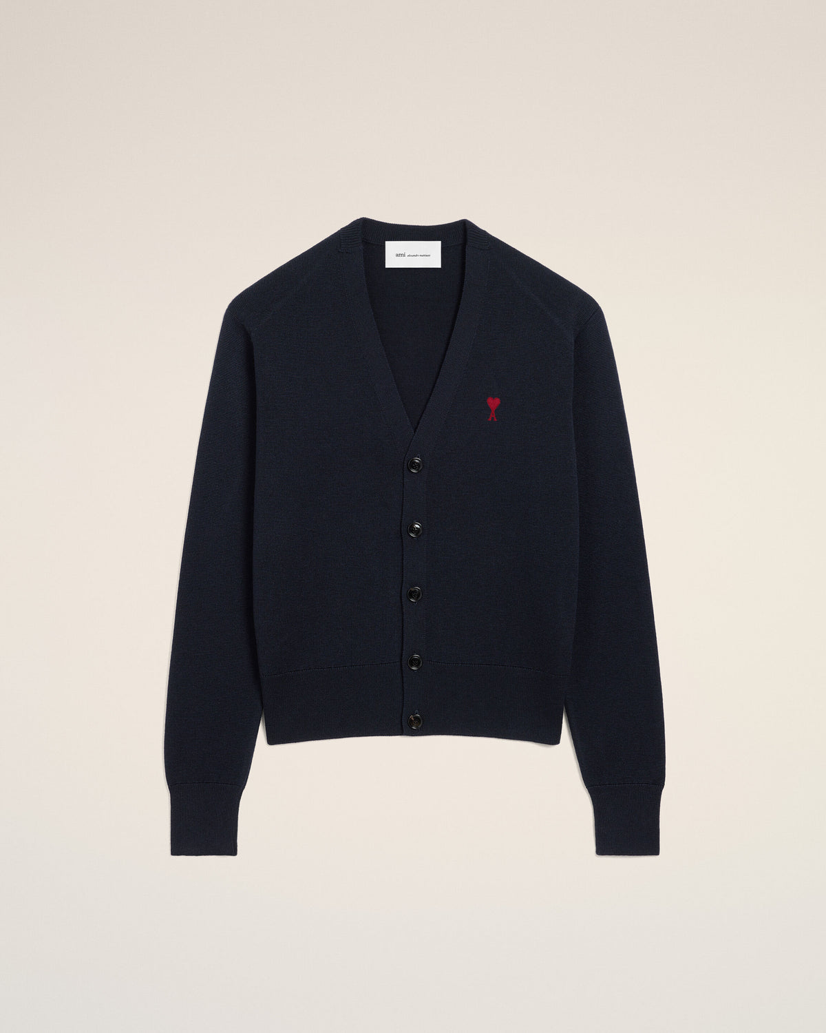 Blue V neck wool cardigan with Ami de Coeur - 1
