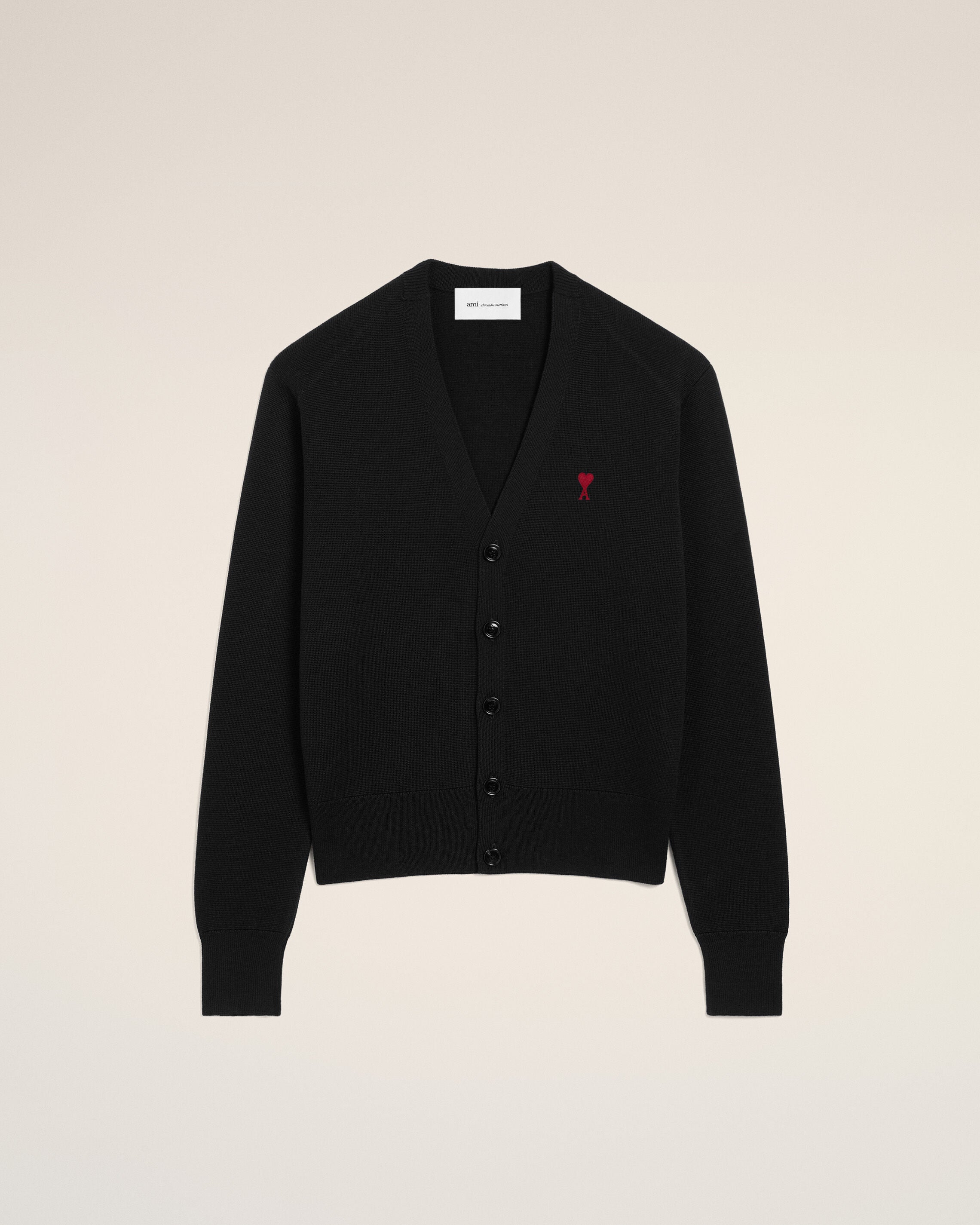 Cardigan Ami de Cœur in lana nera con scollo a V - 1