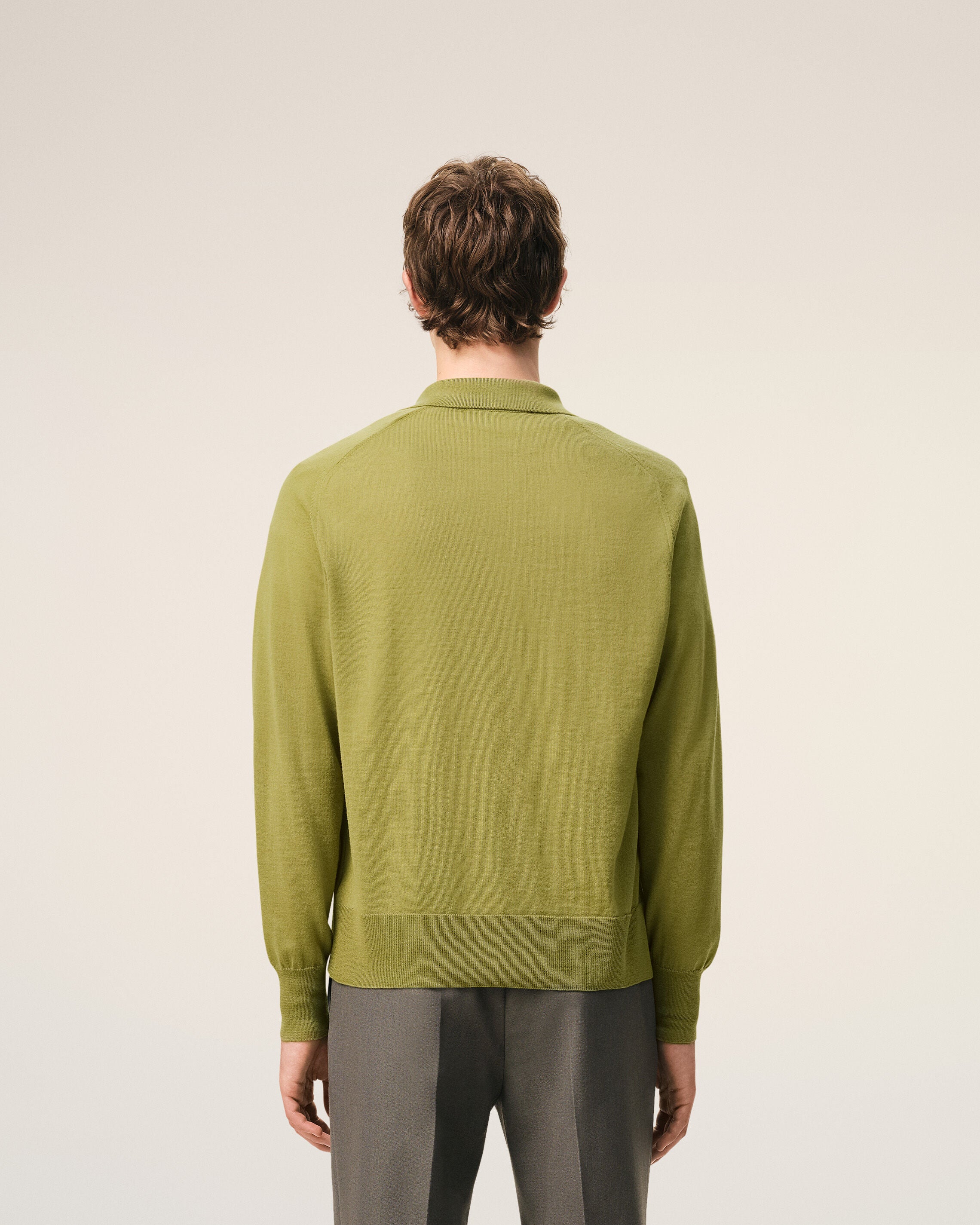 Green Wool Shirt Collar Ami De Coeur Cardigan - 5
