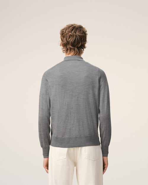 Grey Wool Shirt Collar Ami De Coeur Cardigan - Man - 5 - AMI Paris - Ami Paris