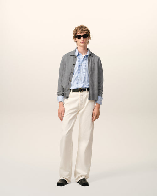 Cardigan Gris Col Chemise Ami De Coeur en Laine - 1 - Ami Paris