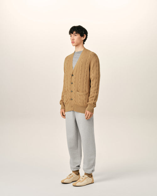 Cardigan Torsadé Marron En Laine Et Coton - Homme - 6 - AMI Paris - Ami Paris