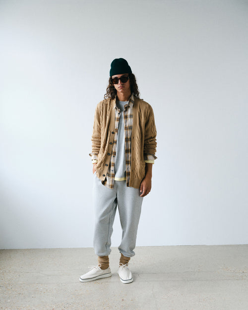 Brown Wool And Cotton Cable Stitch Cardigan - Man - 7 - AMI Paris - Ami Paris