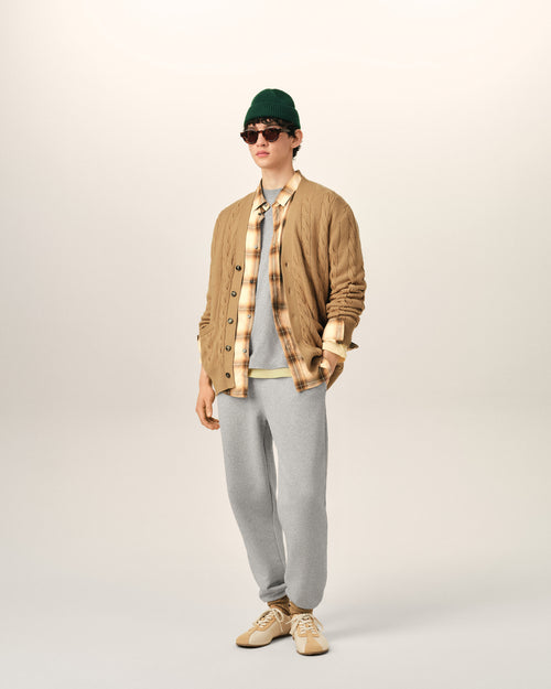 Cardigan Torsadé Marron En Laine Et Coton - Homme - 3 - AMI Paris - Ami Paris