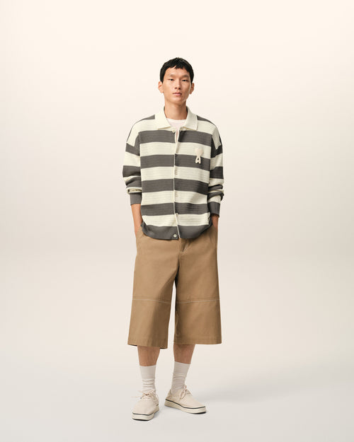 White And Brown Cotton Ami De Coeur Cardigan - Man - 2 - AMI Paris - Ami Paris