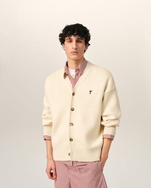 Cardigan blanc en coton et laine Ami de Coeur flèche - Homme - 2 - AMI Paris - Ami Paris