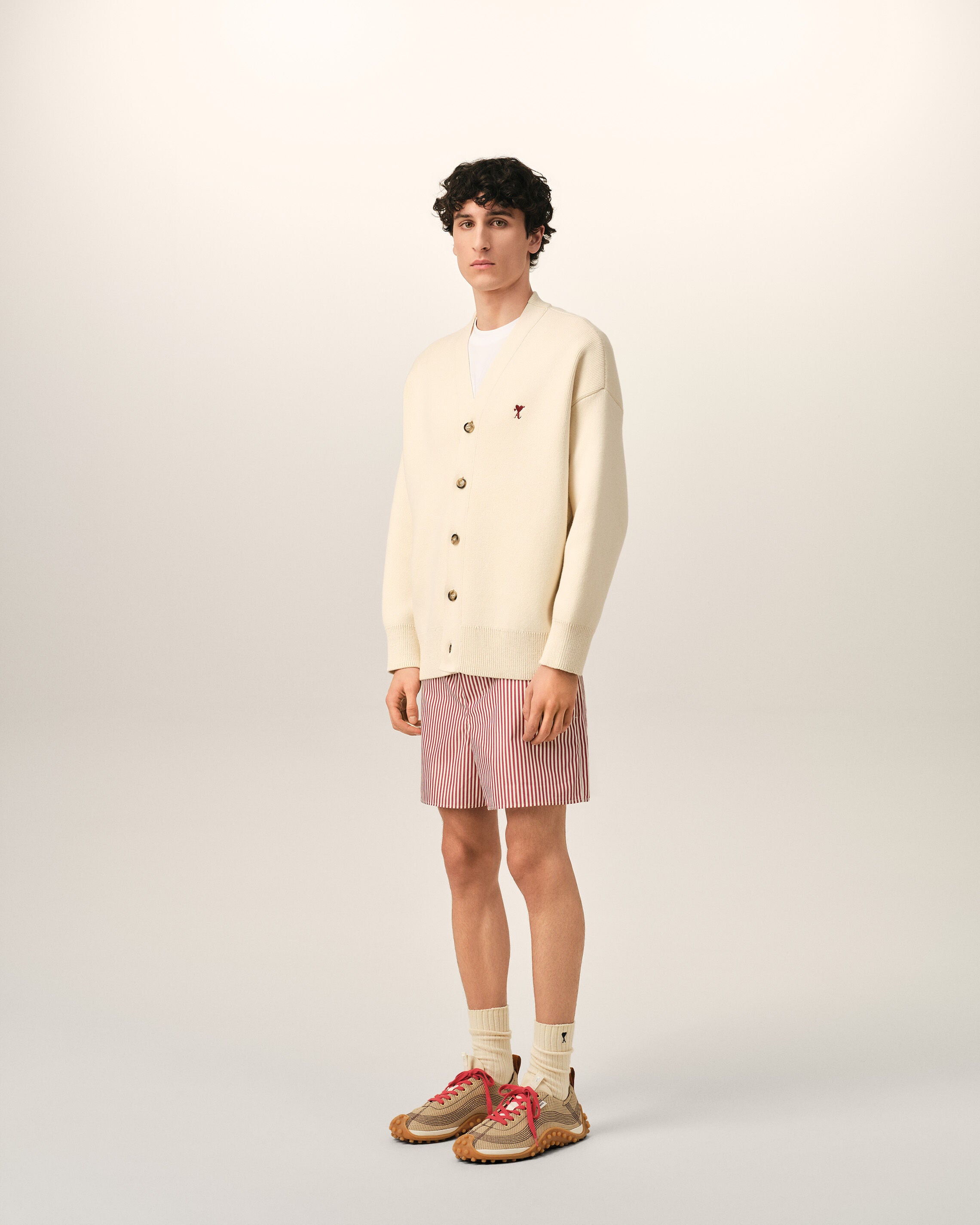 Cardigan blanc en coton et laine Ami de Coeur flèche - 6