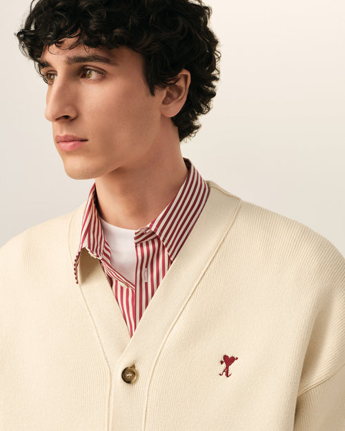 Cardigan blanc en coton et laine Ami de Coeur flèche - Homme - 4 - AMI Paris - Ami Paris