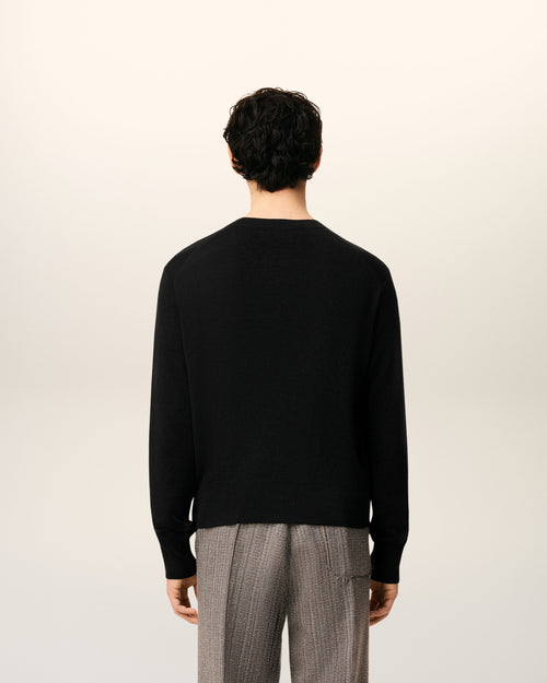Black Wool Ami De Coeur Crewneck Sweater - 4 - Ami Paris