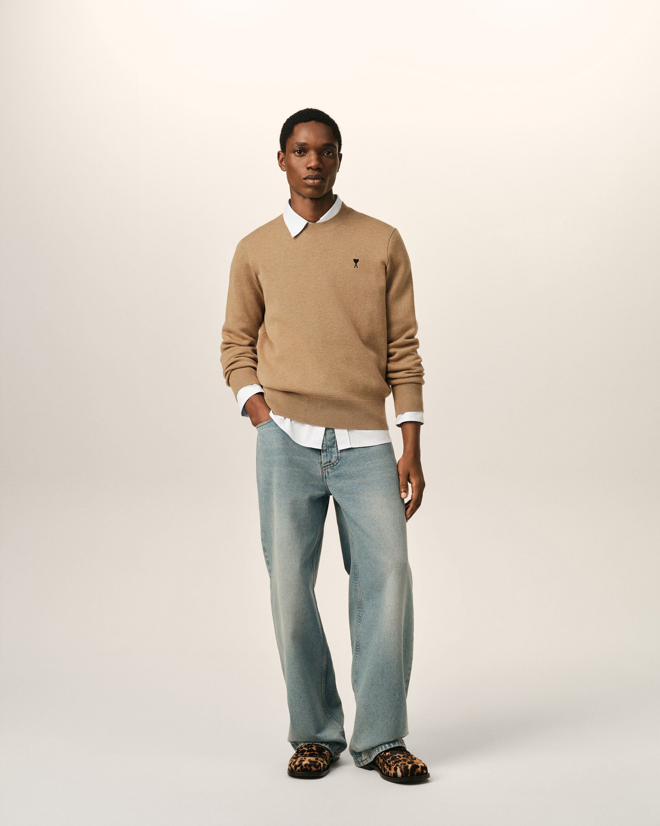 Pull marron en laine Ami de Coeur - 3