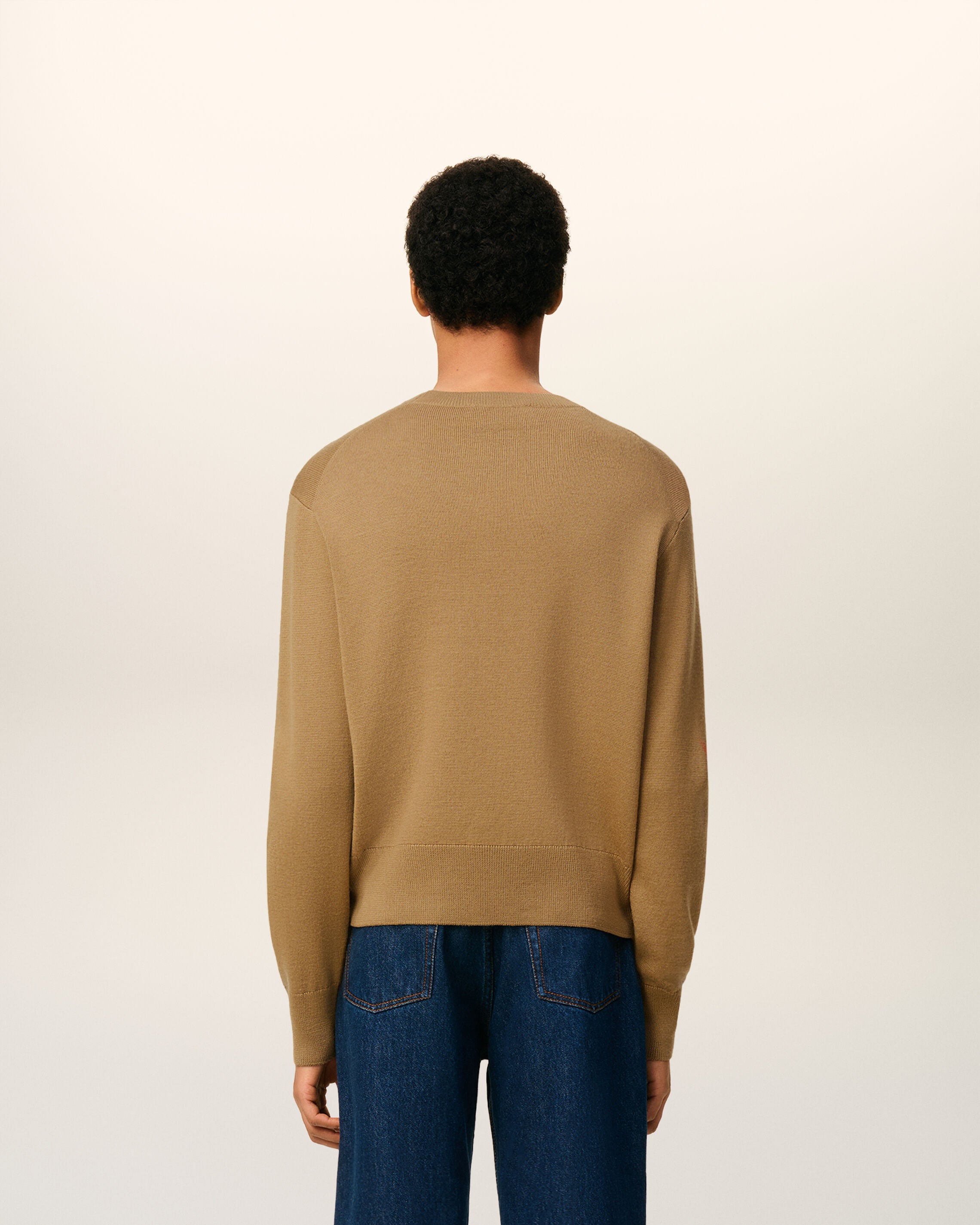 ブラウン ウール Ami De Coeur クルーネック セーター キャメル