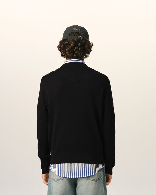Black crewneck wool sweater with Ami de Coeur - Man - 4 - AMI Paris - Ami Paris