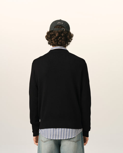 Black crewneck wool sweater with Ami de Coeur - Man - 5 - AMI Paris - Ami Paris