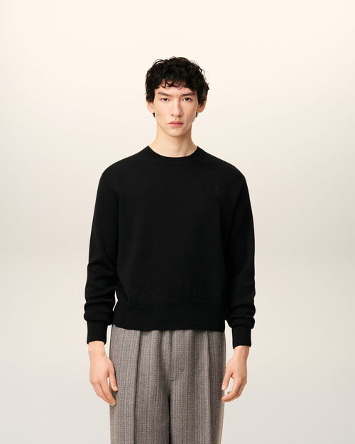 Black Wool Ami De Coeur Crewneck Sweater - 1 - Ami Paris