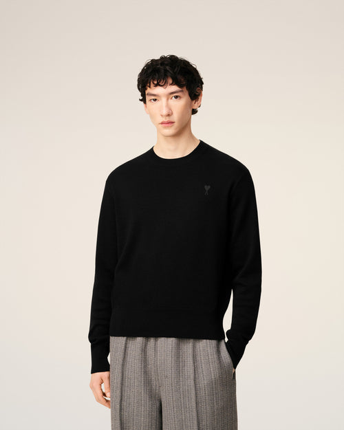 Black Wool Ami De Coeur Crewneck Sweater - 3 - Ami Paris
