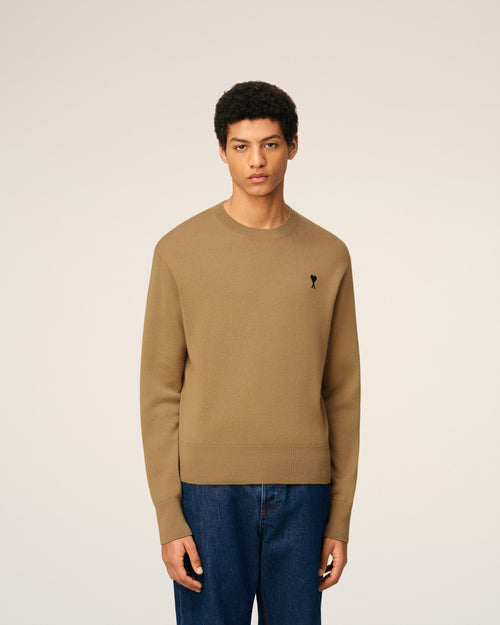 Brown Wool Ami De Coeur Crewneck Sweater - 3 - Ami Paris