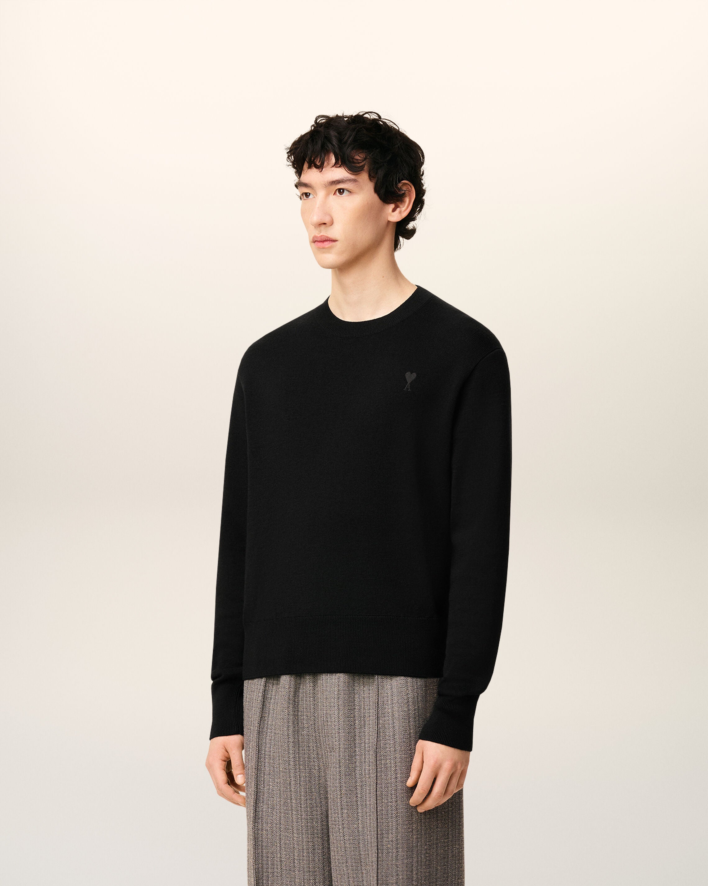 ブラック ウール Ami De Coeur クルーネック セーター ブラック