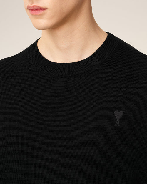 Black Wool Ami De Coeur Crewneck Sweater - 4 - Ami Paris