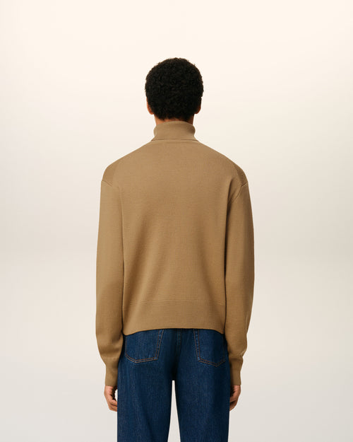 Maglione dolcevita Ami de Coeur in lana marrone - 5 - Ami Paris