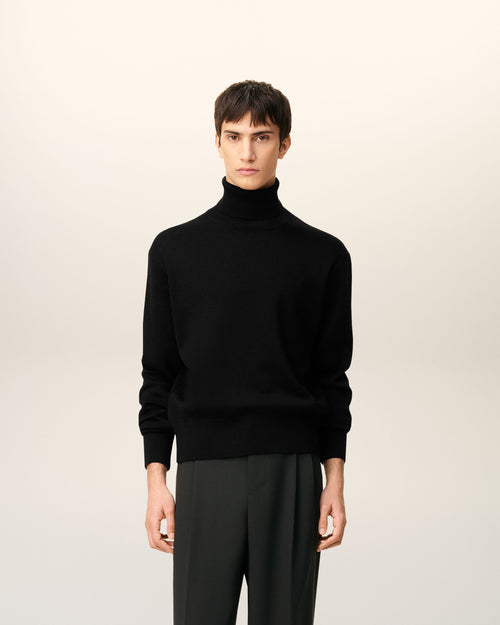 Black Wool Ami De Coeur Turtle Neck Sweater - Man - 2 - AMI Paris - Ami Paris