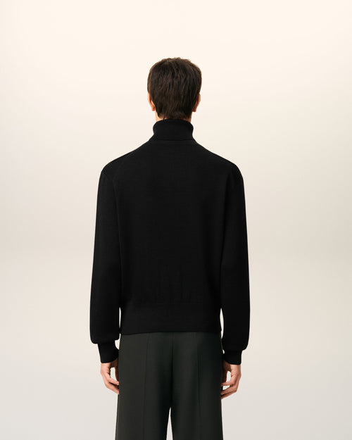 Black Wool Ami De Coeur Turtle Neck Sweater - Man - 5 - AMI Paris - Ami Paris