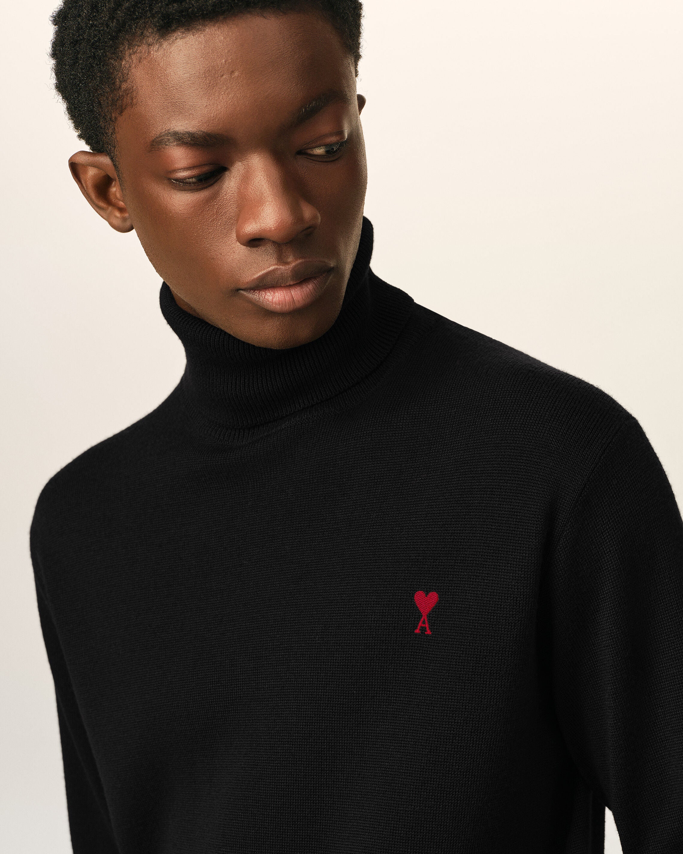 Black Wool Ami De Coeur Turtle Neck Sweater - 4