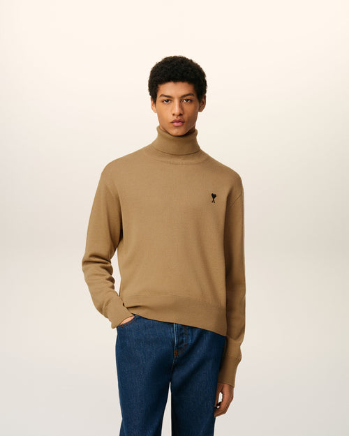 Pull Marron Col Roulé Ami De Coeur En Laine - 1 - Ami Paris