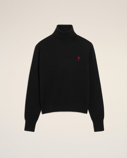 Ami De Coeur Rollkragenpullover aus schwarzer Wolle - 2 - Ami Paris
